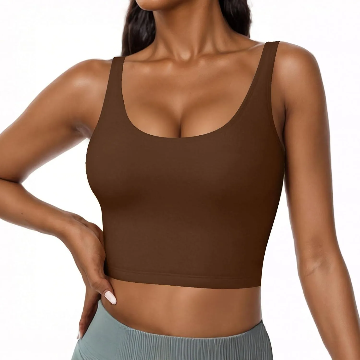 Tank Top with Built in Bra for Women Summer Basic Padded Yoga Shirts Shelf Bras Workout Camisole Casual Undershirt