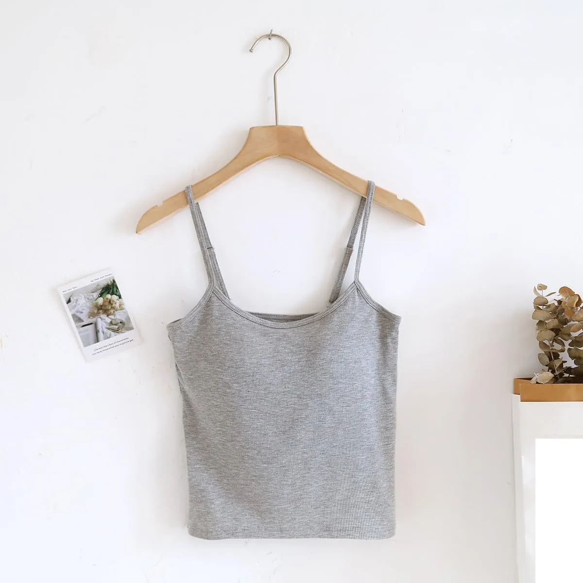 Tank Tops with Built in Bra for Women Ribbed Knit Solid Basic Padded Sport Bras Regular Fit Stretch Workout Camisole