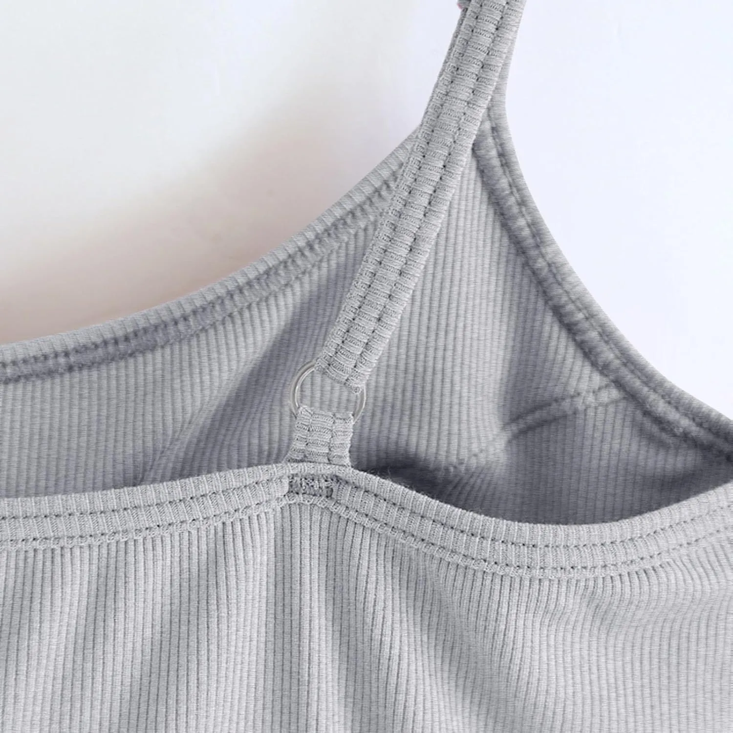 Tank Tops with Built in Bra for Women Ribbed Knit Solid Basic Padded Sport Bras Regular Fit Stretch Workout Camisole