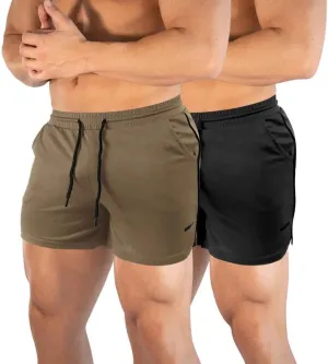 TEZO Mens 5" Gym Workout Shorts Athletic Running Training Quick Dry Short Pants Pockets Lightweight Mesh Activewear