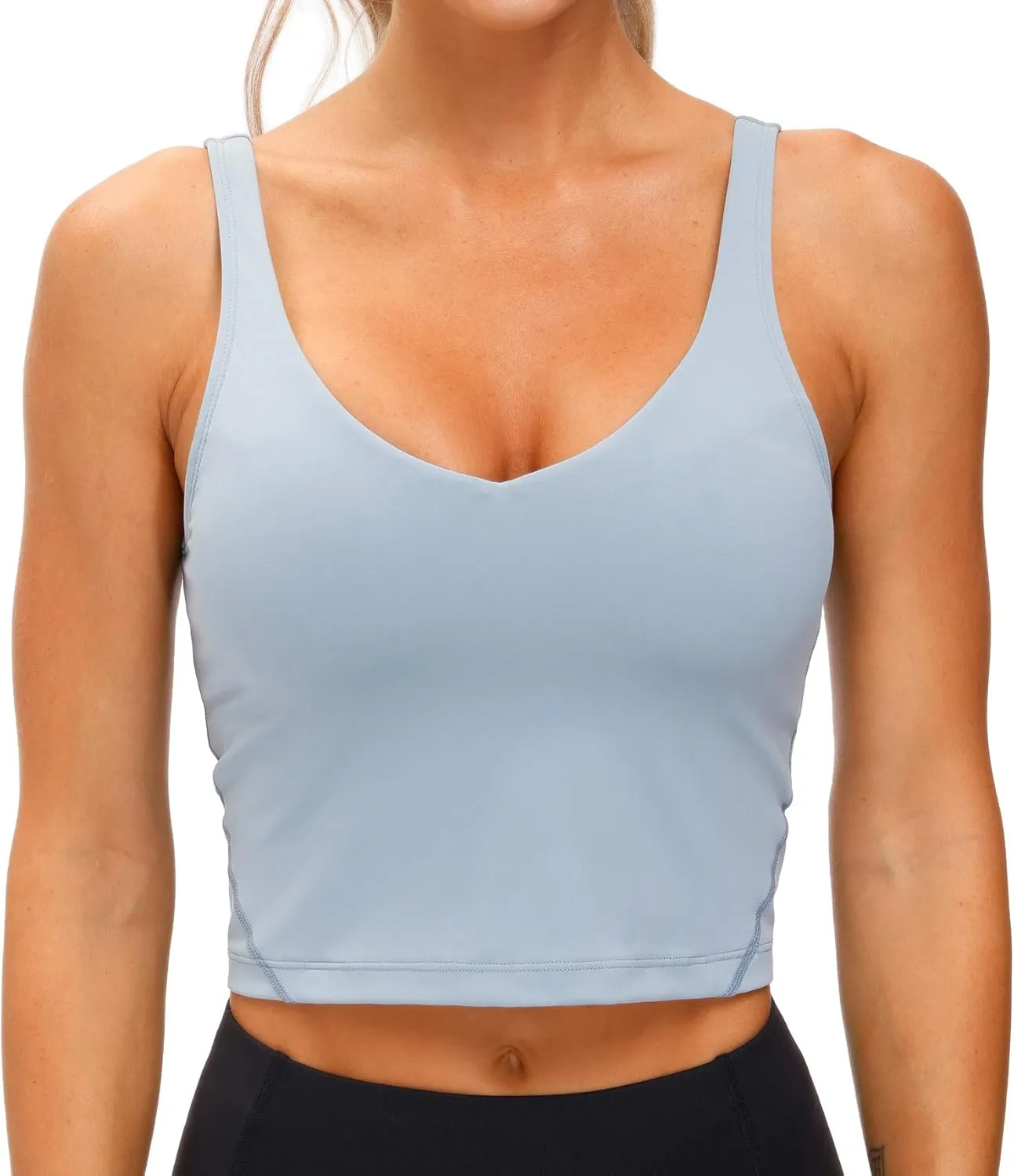 THE GYM PEOPLE Womens' Sports Bra Longline Wirefree Padded with Medium Support