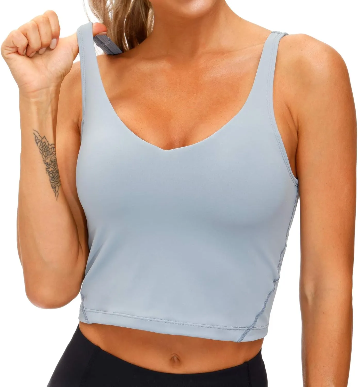 THE GYM PEOPLE Womens' Sports Bra Longline Wirefree Padded with Medium Support