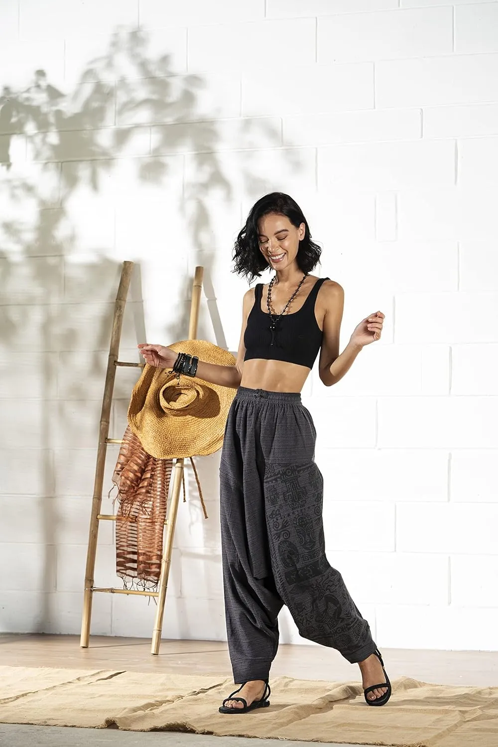 The Veshti Company Women's Printed Harem Pants - Boho Yoga Baggy Pants with Elastic Waist & Drawstring, Hippie Lounge Pants