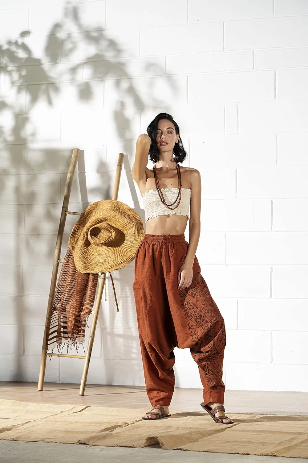 The Veshti Company Women's Printed Harem Pants - Boho Yoga Baggy Pants with Elastic Waist & Drawstring, Hippie Lounge Pants