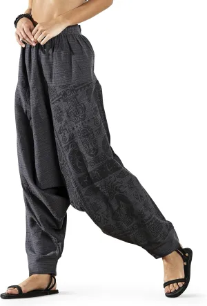 The Veshti Company Women's Printed Harem Pants - Boho Yoga Baggy Pants with Elastic Waist & Drawstring, Hippie Lounge Pants