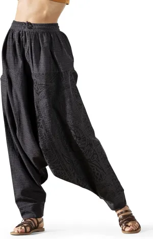 The Veshti Company Women's Printed Harem Pants - Boho Yoga Baggy Pants with Elastic Waist & Drawstring, Hippie Lounge Pants