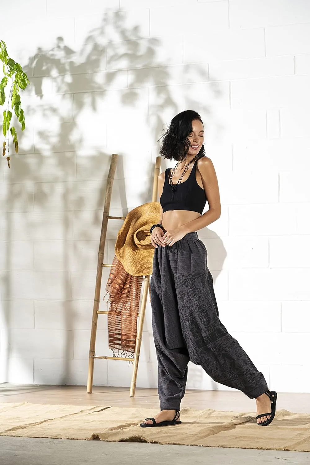 The Veshti Company Women's Printed Harem Pants - Boho Yoga Baggy Pants with Elastic Waist & Drawstring, Hippie Lounge Pants
