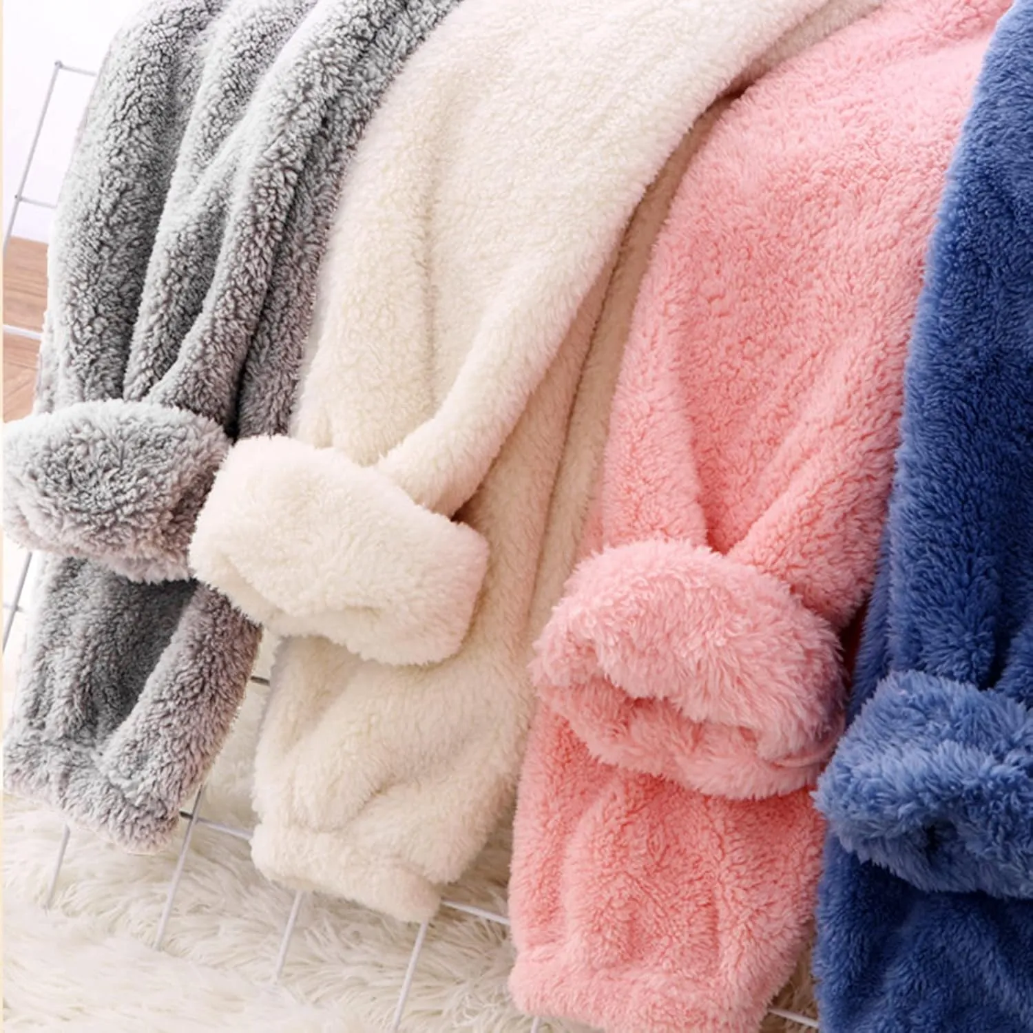 Toddler Boys Girls Fleece Pajama Set Winter Warm Plush Tops Pants Outfits Sleepwear Soft Comfy 2 Piece Loungewear Child PJS