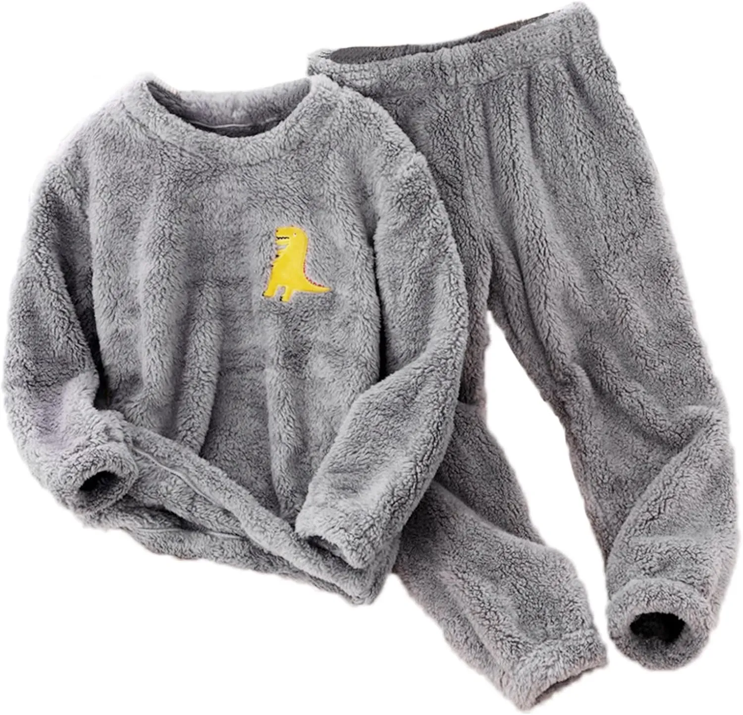Toddler Boys Girls Fleece Pajama Set Winter Warm Plush Tops Pants Outfits Sleepwear Soft Comfy 2 Piece Loungewear Child PJS