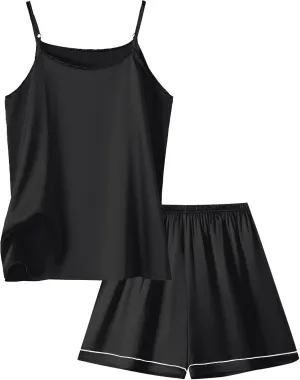Umeyda Girls & Womens Pajamas Set Sleeveless Camisole Tank Top and Shorts 2 Piece Sleepwear Summer Outfits