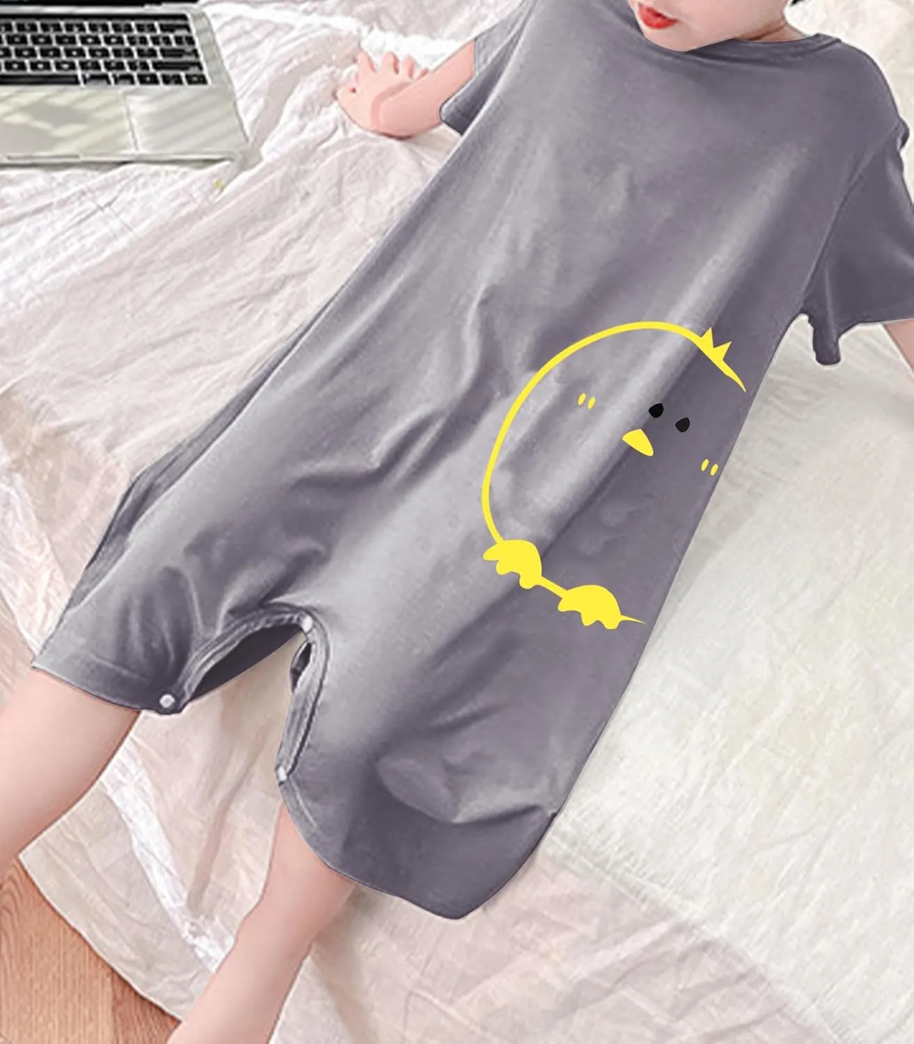 Umeyda Little Baby Boys Footless Pajamas Modal Short Sleeve Romper Jumpsuit Sleep and Play