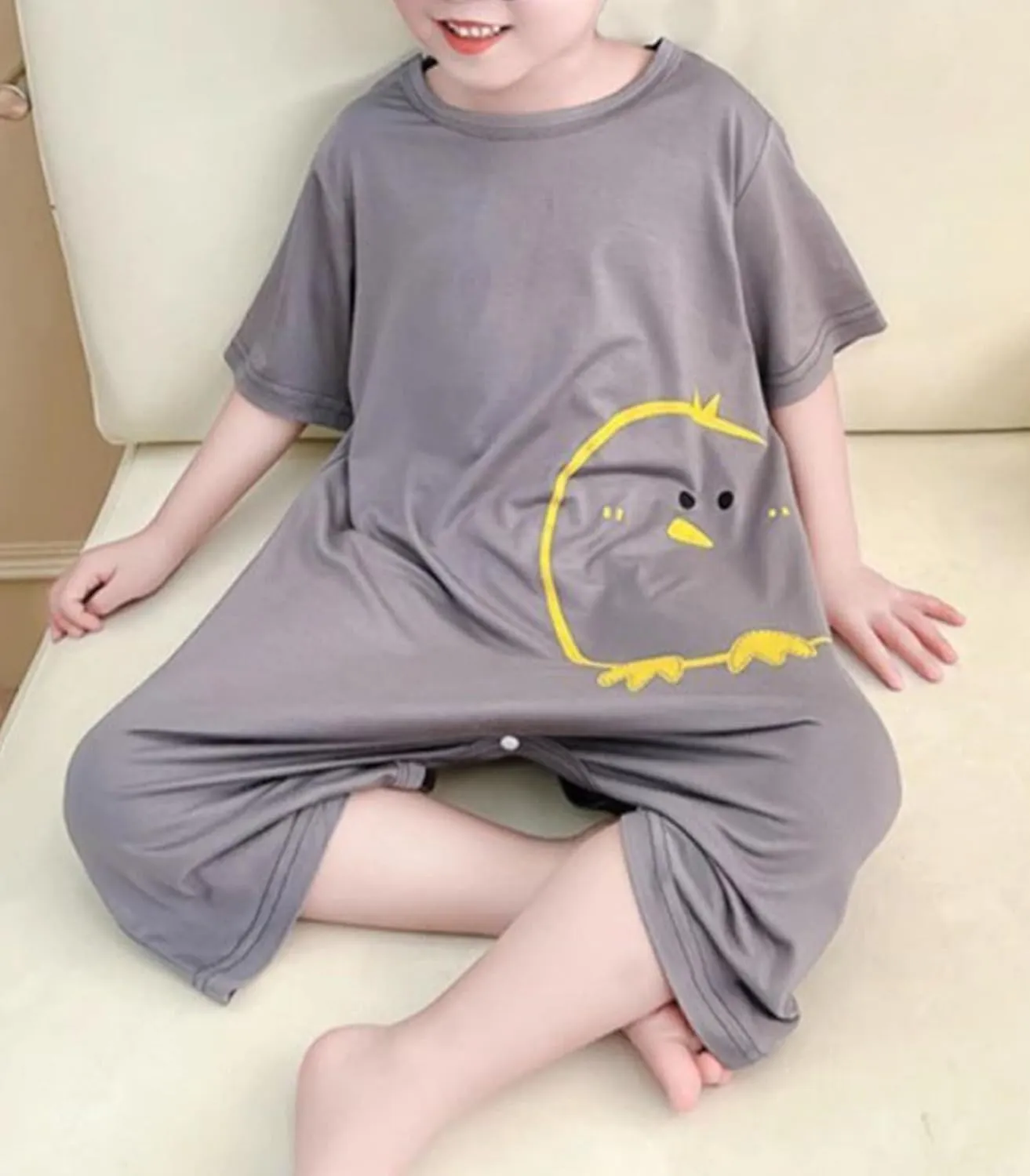 Umeyda Little Baby Boys Footless Pajamas Modal Short Sleeve Romper Jumpsuit Sleep and Play