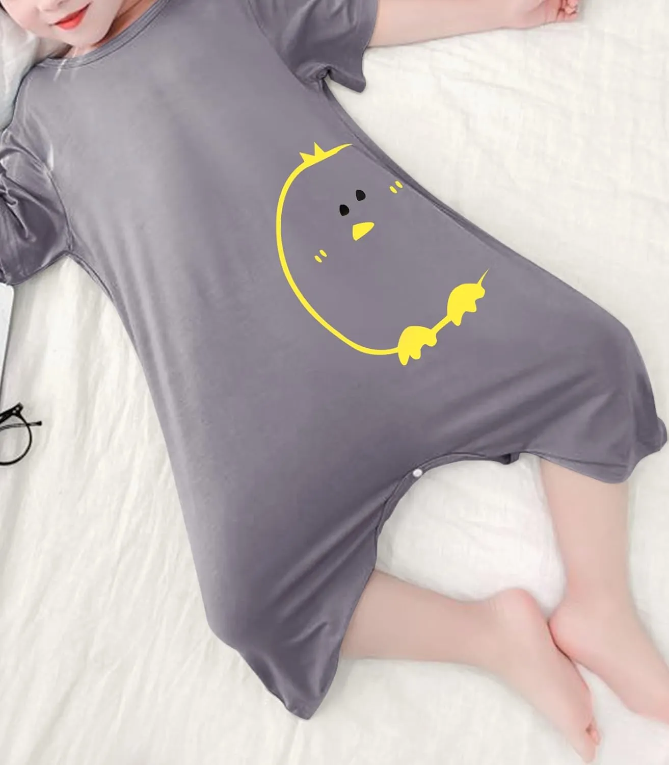 Umeyda Little Baby Boys Footless Pajamas Modal Short Sleeve Romper Jumpsuit Sleep and Play