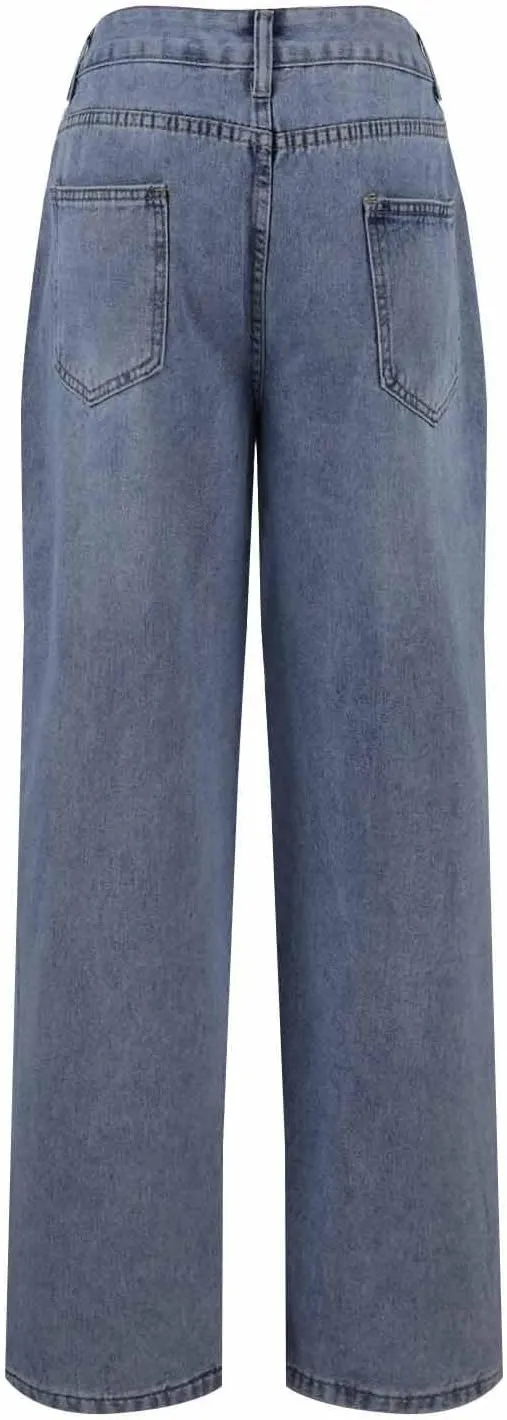 Vintage High Waisted Straight Leg Jeans for Women Relaxed Fit Stretch Denim Casual Wear with Pocket Details Streetwear