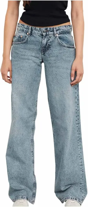 Vintage High Waisted Straight Leg Jeans for Women Relaxed Fit Stretch Denim Casual Wear with Pocket Details Streetwear