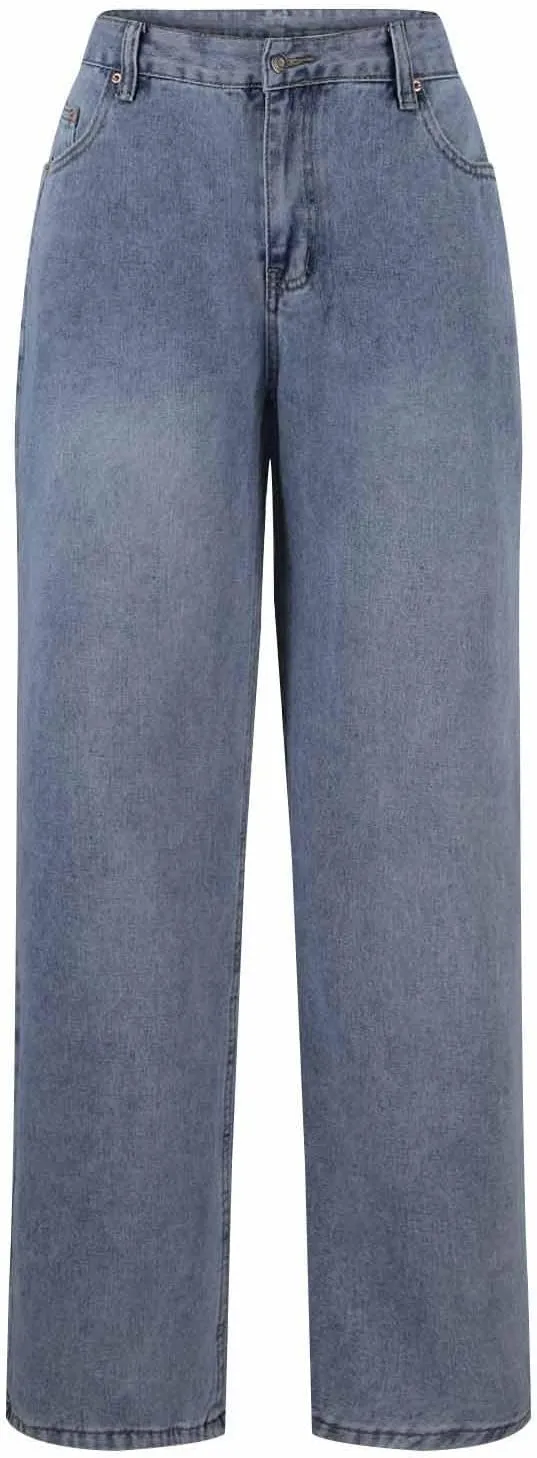 Vintage High Waisted Straight Leg Jeans for Women Relaxed Fit Stretch Denim Casual Wear with Pocket Details Streetwear