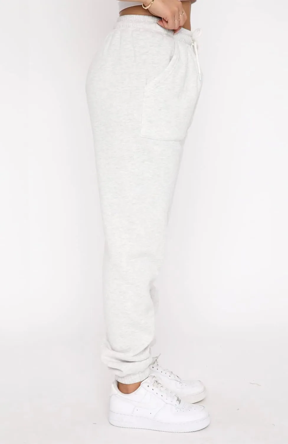 Waitfairy Women's Winter Fleece Sweatpants Casual Comfy High Waisted Workout Cinch Bottom Joggers Pants with Pocket