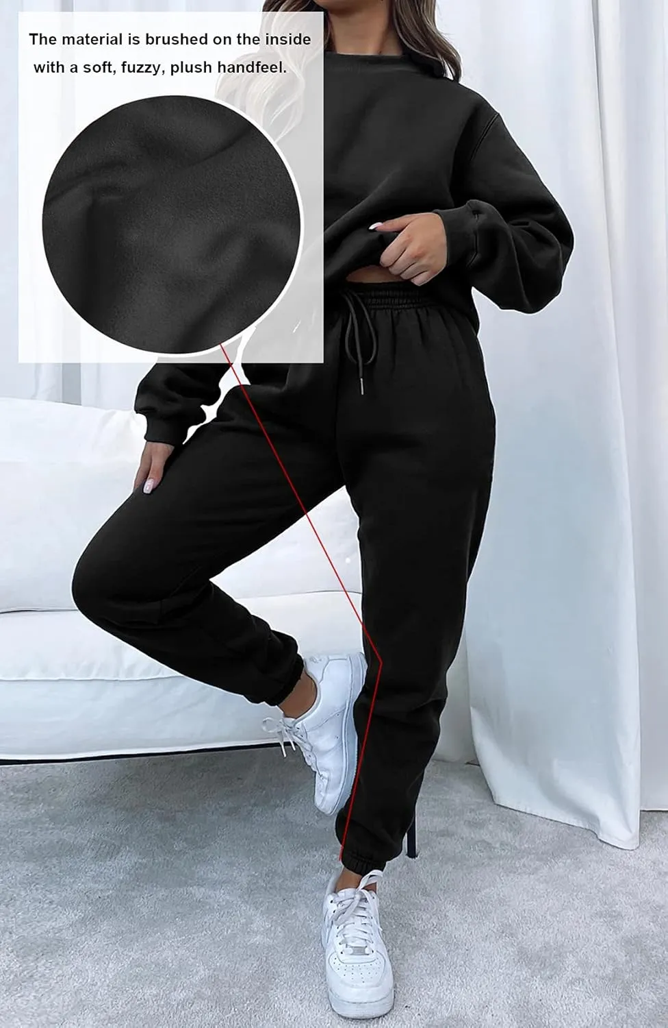 Waitfairy Women's Winter Fleece Sweatpants Casual Comfy High Waisted Workout Cinch Bottom Joggers Pants with Pocket