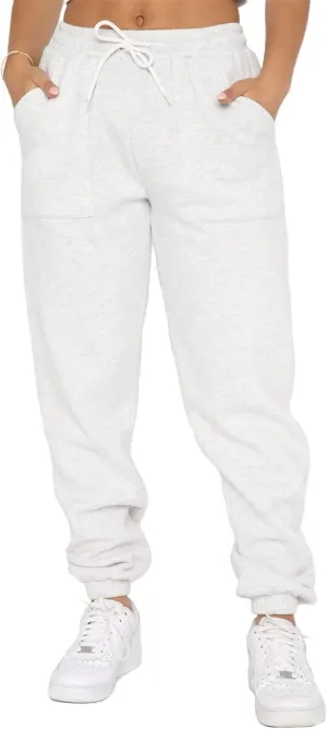 Waitfairy Women's Winter Fleece Sweatpants Casual Comfy High Waisted Workout Cinch Bottom Joggers Pants with Pocket