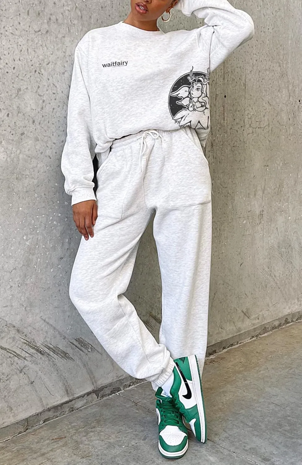 Waitfairy Women's Winter Fleece Sweatpants Casual Comfy High Waisted Workout Cinch Bottom Joggers Pants with Pocket