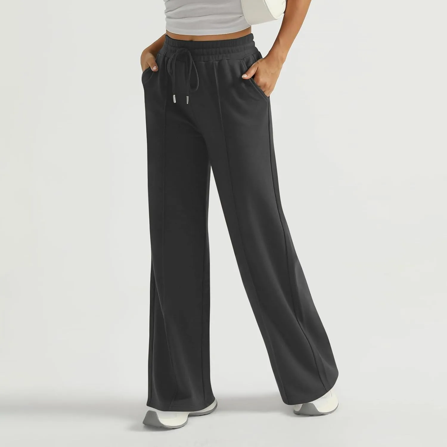 Wide Leg Sweatpants Women Baggy Drawstring High Waisted Flare Pants Y2K Lightweight Joggers with Pockets