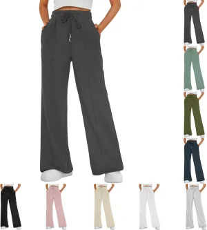 Wide Leg Sweatpants Women Baggy Drawstring High Waisted Flare Pants Y2K Lightweight Joggers with Pockets