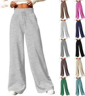 Wide Leg Sweatpants Women Baggy Lightweight Sweat Pants Drawstring High Waisted Casual Lounge Pants with Pockets