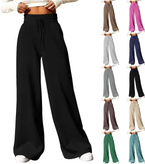 Wide Leg Sweatpants Women Baggy Lightweight Sweat Pants Drawstring High Waisted Casual Lounge Pants with Pockets