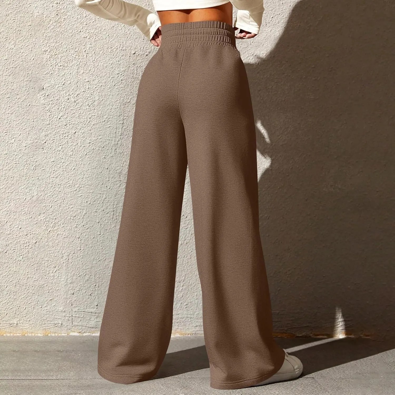 Wide Leg Sweatpants Women Baggy Lightweight Sweat Pants Drawstring High Waisted Casual Lounge Pants with Pockets