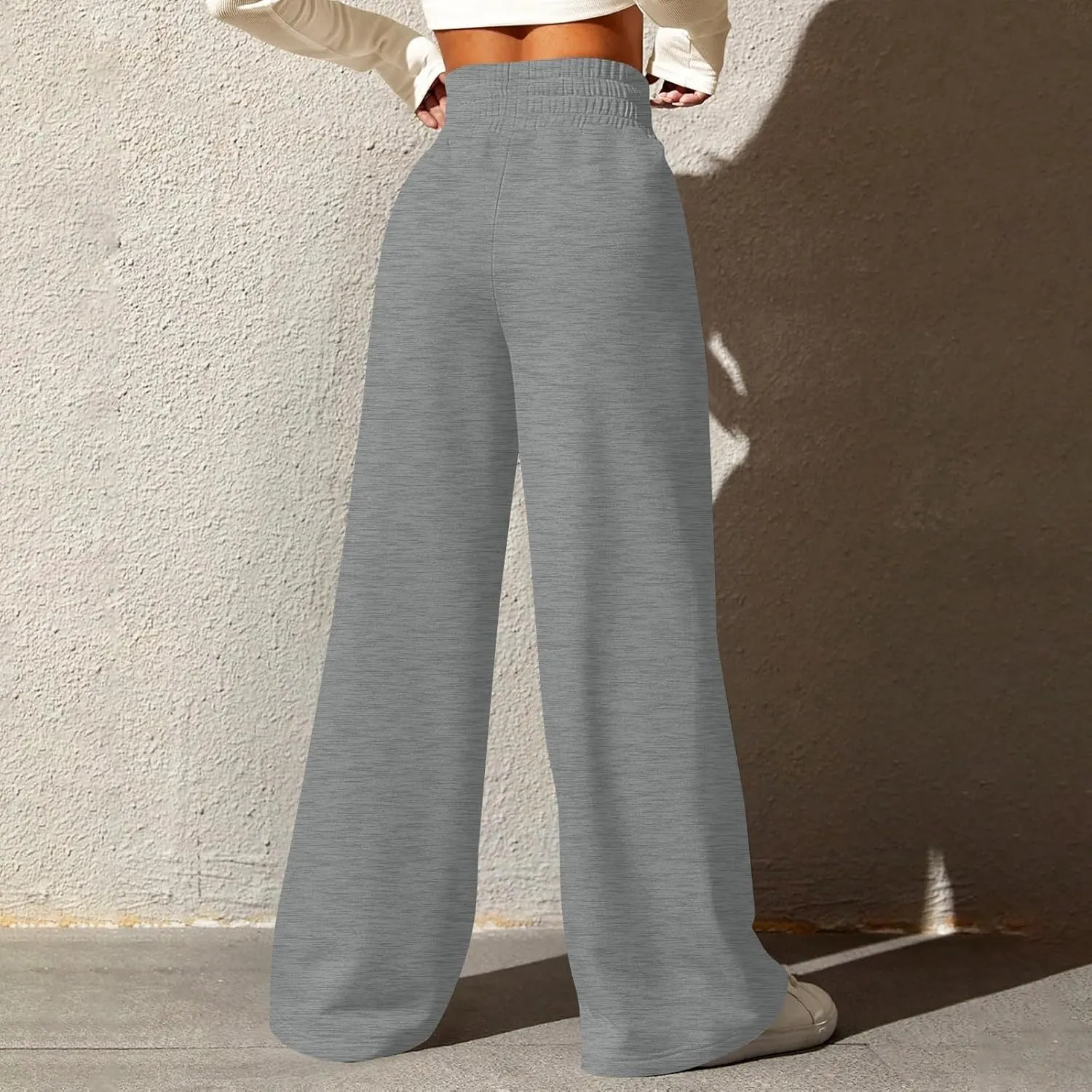 Wide Leg Sweatpants Women Baggy Lightweight Sweat Pants Drawstring High Waisted Casual Lounge Pants with Pockets