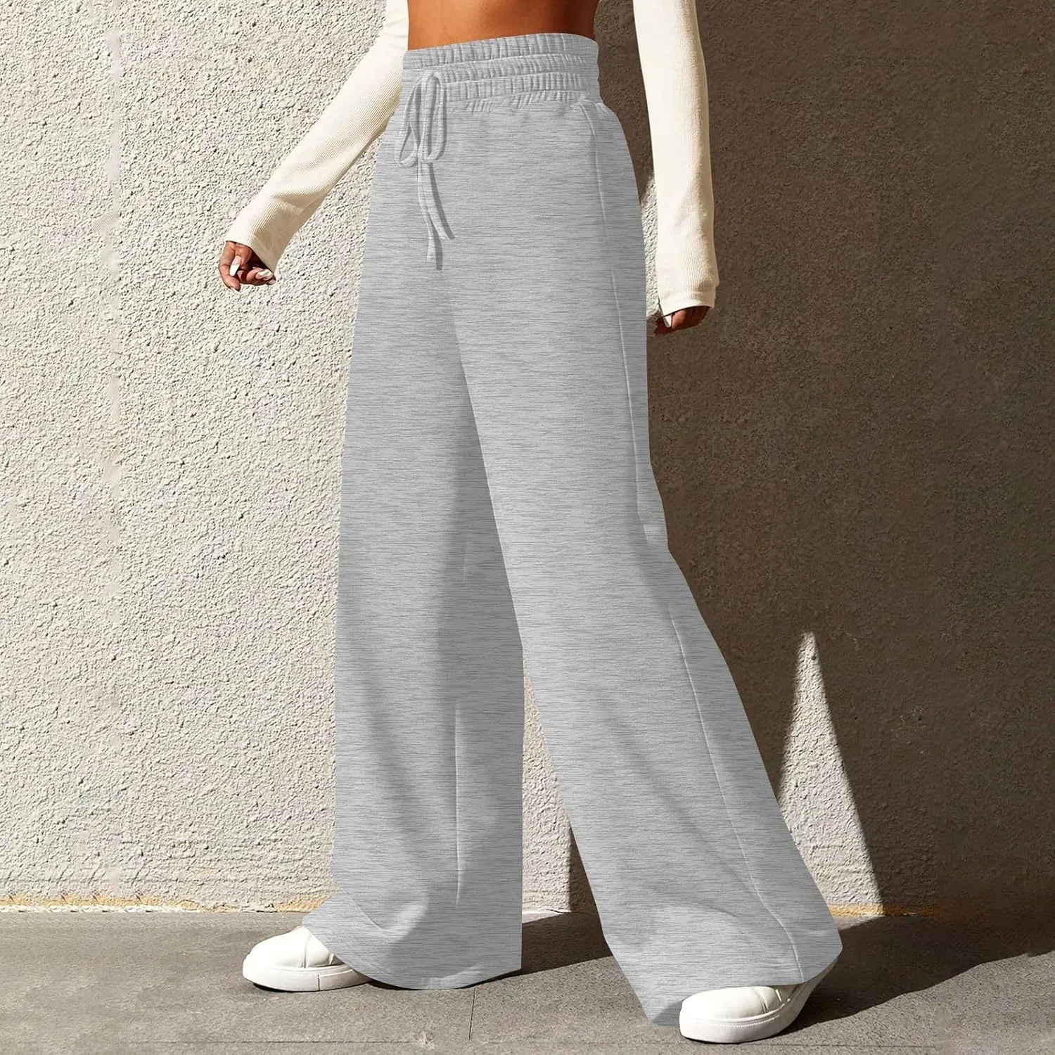 Wide Leg Sweatpants Women Baggy Lightweight Sweat Pants Drawstring High Waisted Casual Lounge Pants with Pockets