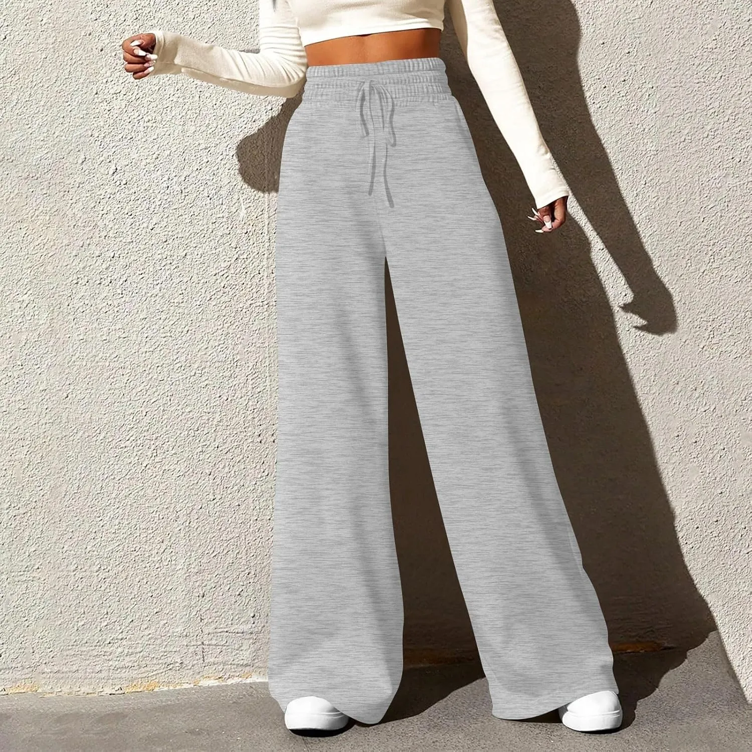 Wide Leg Sweatpants Women Baggy Lightweight Sweat Pants Drawstring High Waisted Casual Lounge Pants with Pockets