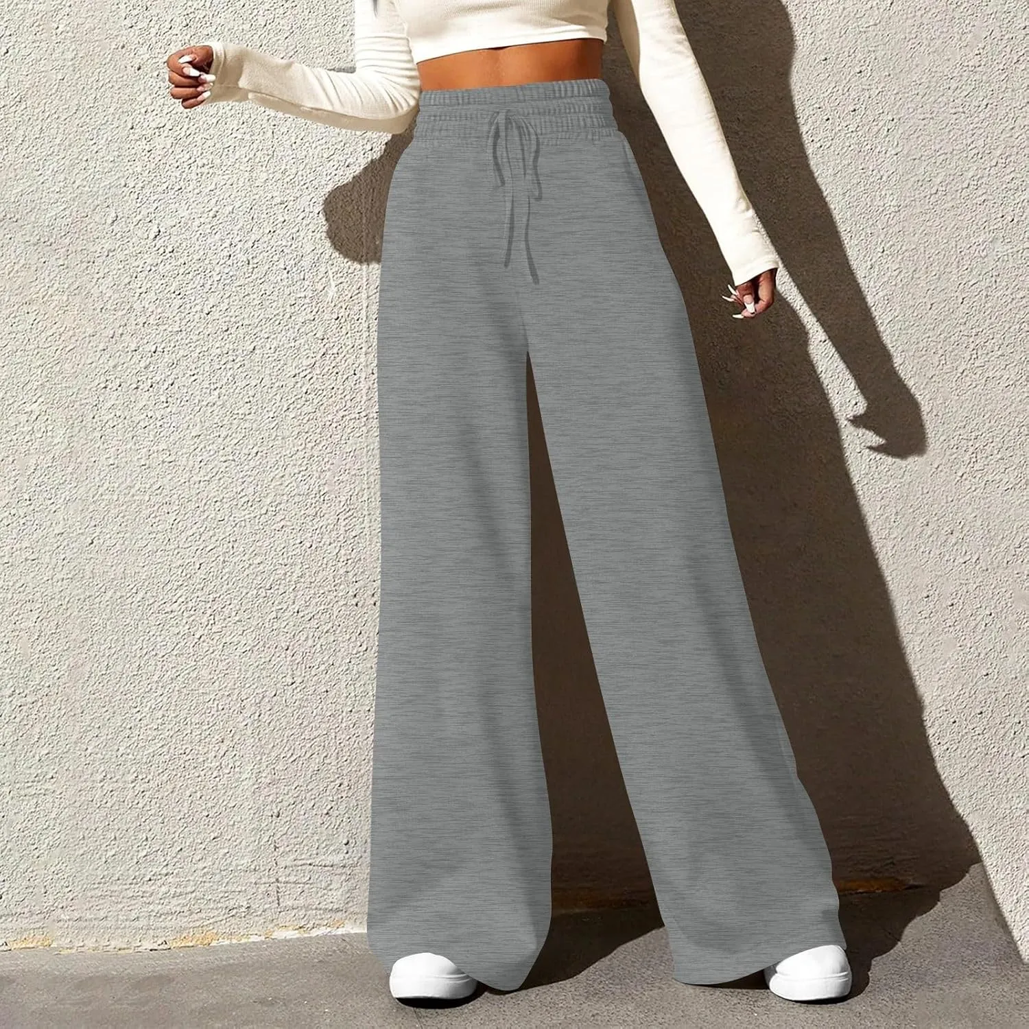 Wide Leg Sweatpants Women Baggy Lightweight Sweat Pants Drawstring High Waisted Casual Lounge Pants with Pockets
