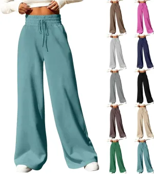Wide Leg Sweatpants Women Baggy Lightweight Sweat Pants Drawstring High Waisted Casual Lounge Pants with Pockets