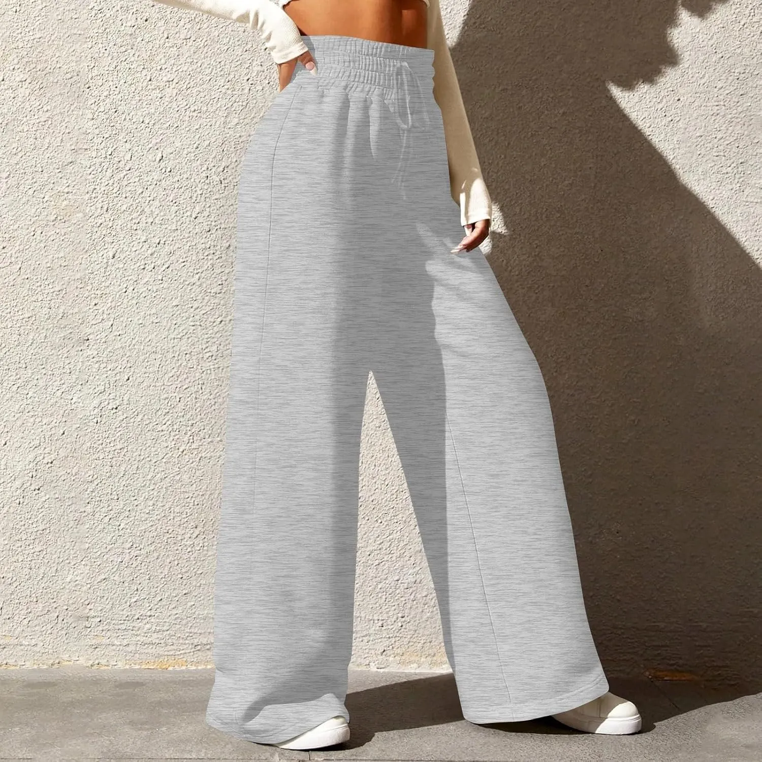 Wide Leg Sweatpants Women Baggy Lightweight Sweat Pants Drawstring High Waisted Casual Lounge Pants with Pockets