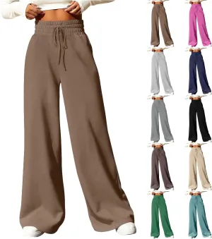 Wide Leg Sweatpants Women Baggy Lightweight Sweat Pants Drawstring High Waisted Casual Lounge Pants with Pockets