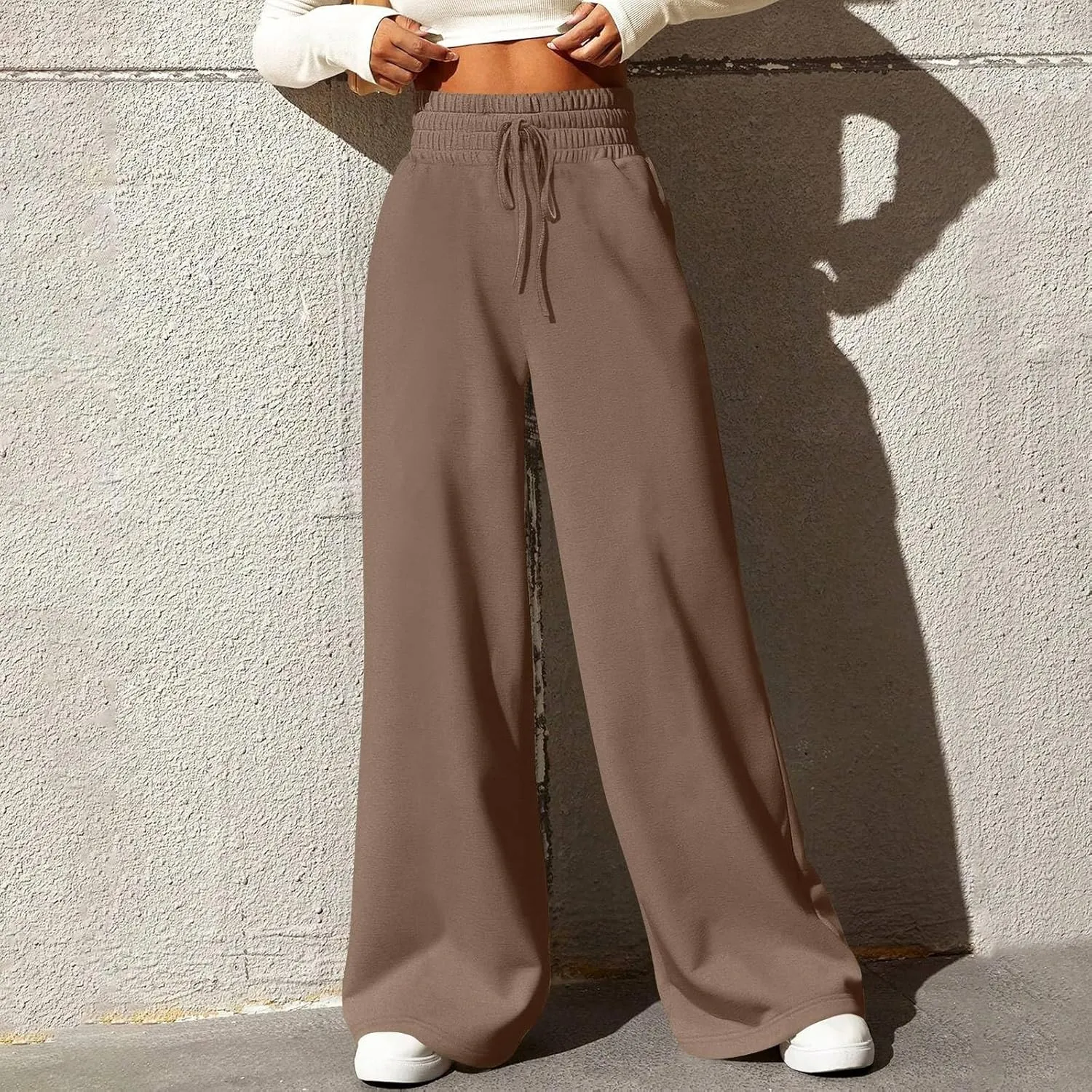 Wide Leg Sweatpants Women Baggy Lightweight Sweat Pants Drawstring High Waisted Casual Lounge Pants with Pockets