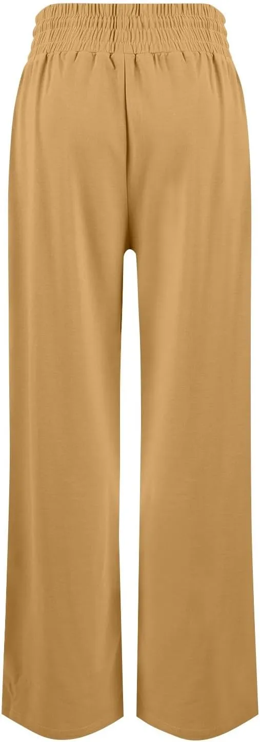 Wide Leg Sweatpants Women Casual Lightweight Drawstring High Waisted Joggers Baggy Soft Lounge Pants with Pockets