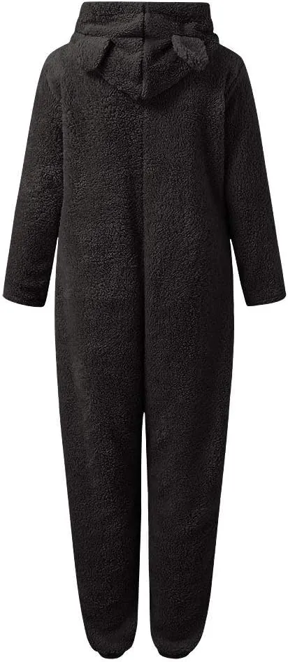 Winter Coats for Women Cute Fuzzy Fleece Jacket Warm Comfy Long Sleeve Hooded Sleepwear Jumpsuit 2024 Fashion Outfits