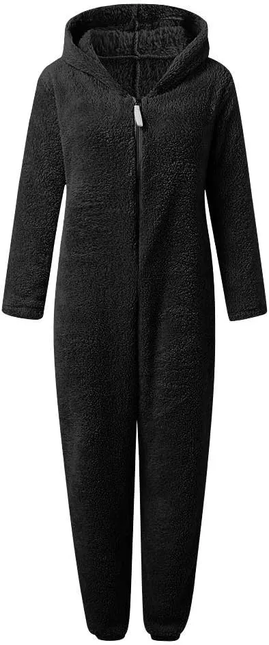 Winter Coats for Women Cute Fuzzy Fleece Jacket Warm Comfy Long Sleeve Hooded Sleepwear Jumpsuit 2024 Fashion Outfits