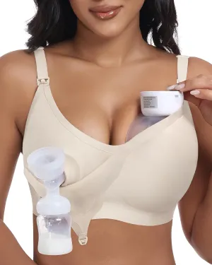 Wireless Seamless Pumping Bra Hands Free Nursing Bra Wirefree Comfort Wearable Breast Pump Brass