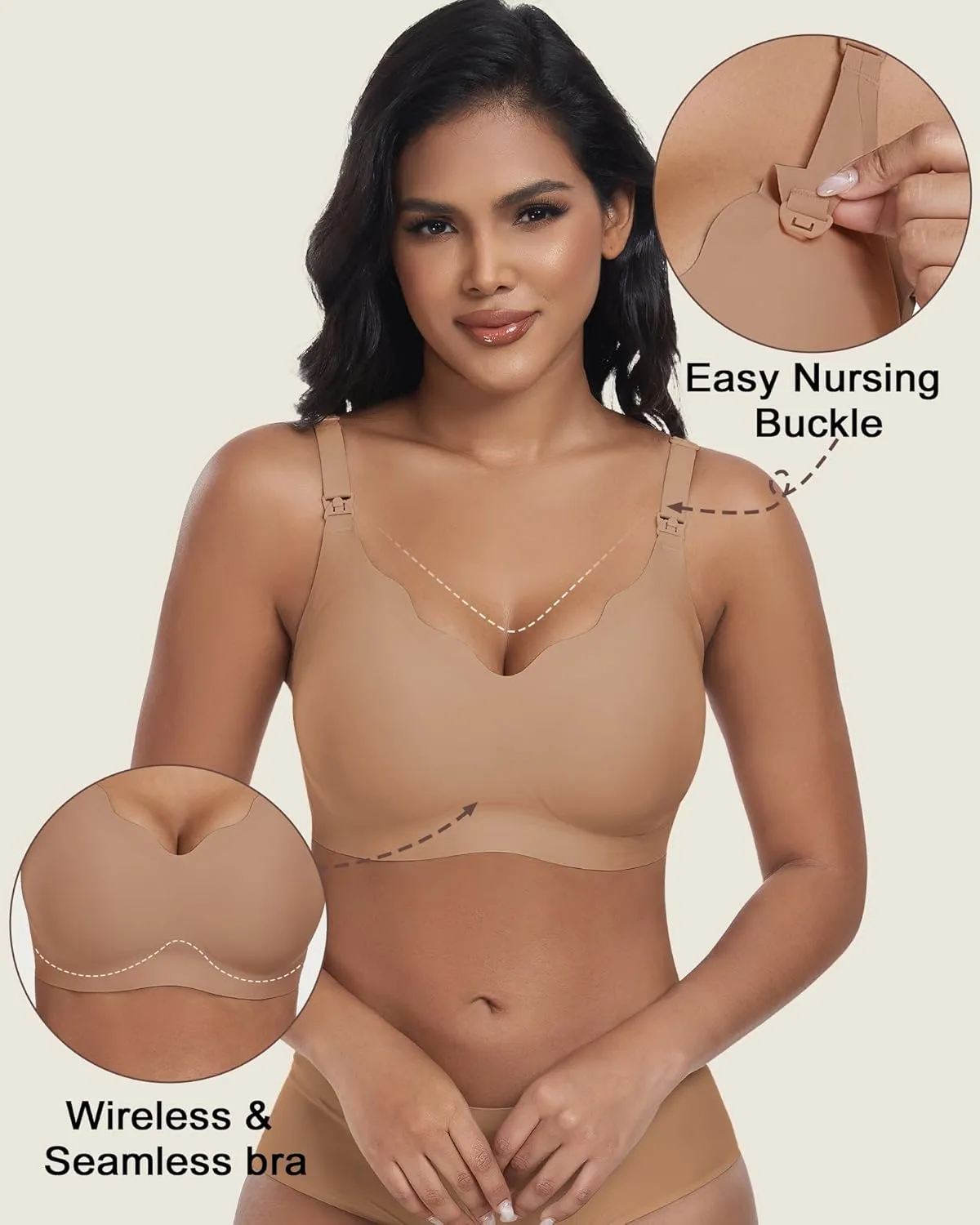 Wireless Seamless Pumping Bra Hands Free Nursing Bra Wirefree Comfort Wearable Breast Pump Brass