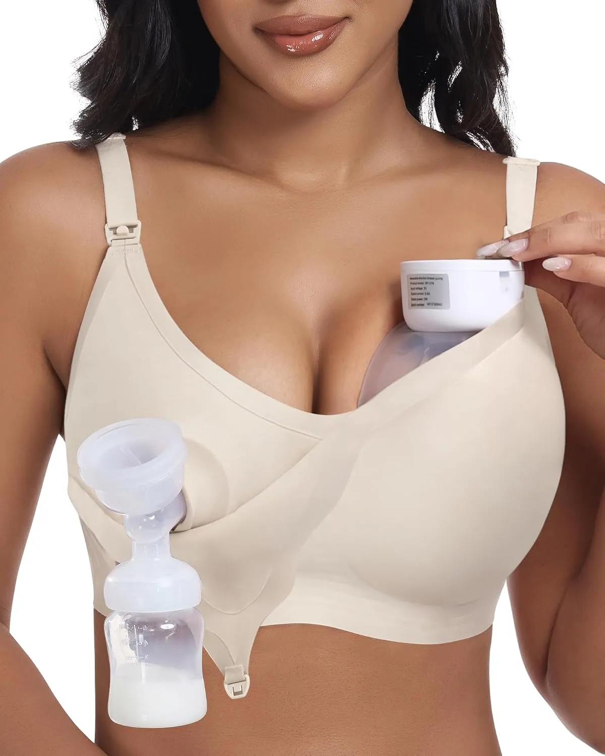 Wireless Seamless Pumping Bra Hands Free Nursing Bra Wirefree Comfort Wearable Breast Pump Brass