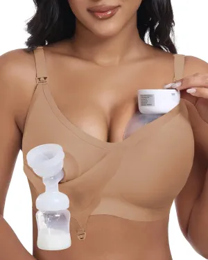 Wireless Seamless Pumping Bra Hands Free Nursing Bra Wirefree Comfort Wearable Breast Pump Brass