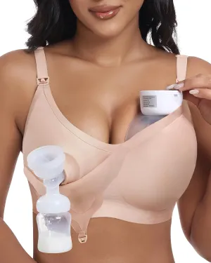 Wireless Seamless Pumping Bra Hands Free Nursing Bra Wirefree Comfort Wearable Breast Pump Brass