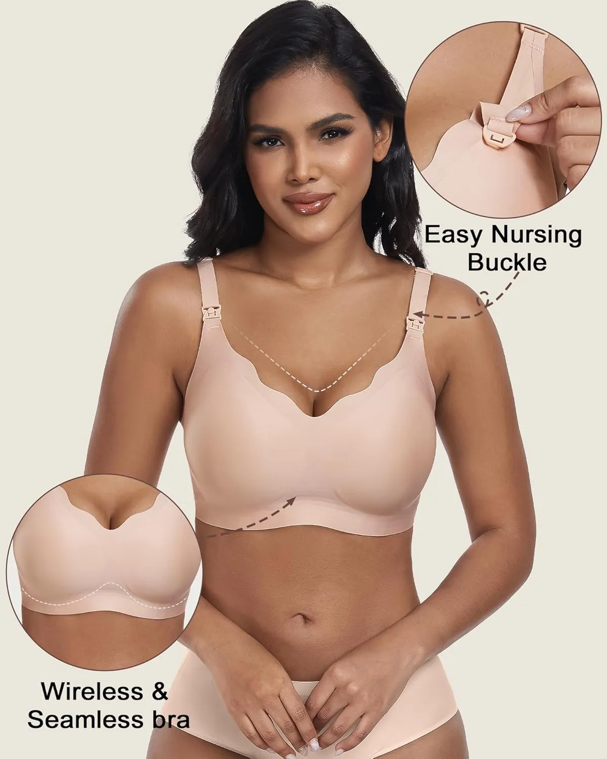 Wireless Seamless Pumping Bra Hands Free Nursing Bra Wirefree Comfort Wearable Breast Pump Brass