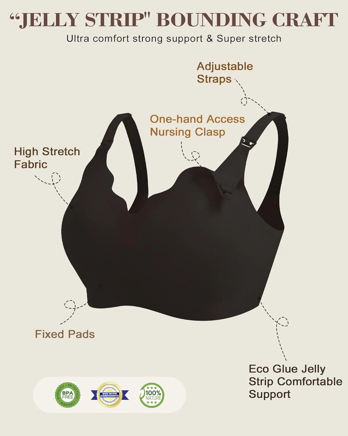 Wireless Seamless Pumping Bra Hands Free Nursing Bra Wirefree Comfort Wearable Breast Pump Brass