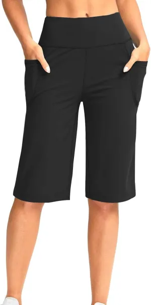 Women Capri Jeans High Waisted 2025 Spring Fashion Loose Pants Cropped Trousers Quick Dry Active Pockets Drawstring