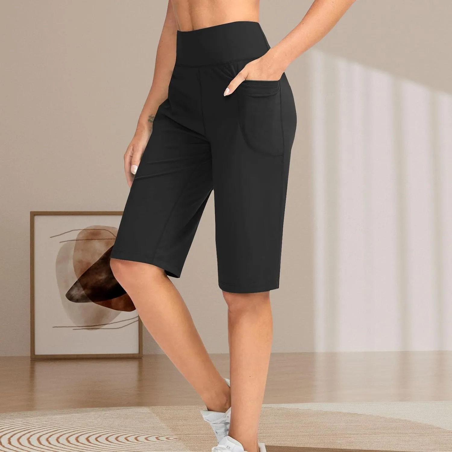 Women Capri Jeans High Waisted 2025 Spring Fashion Loose Pants Cropped Trousers Quick Dry Active Pockets Drawstring