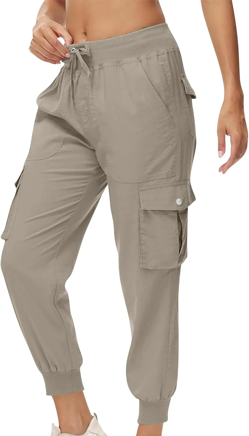 Women Hiking Pants Lightweight Cargo Joggers Outdoor Quick Dry Athletic Pants with Pockets Casual Travel Pants